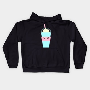 Cute blue kawaii slushy - Japanese Drink Kids Hoodie